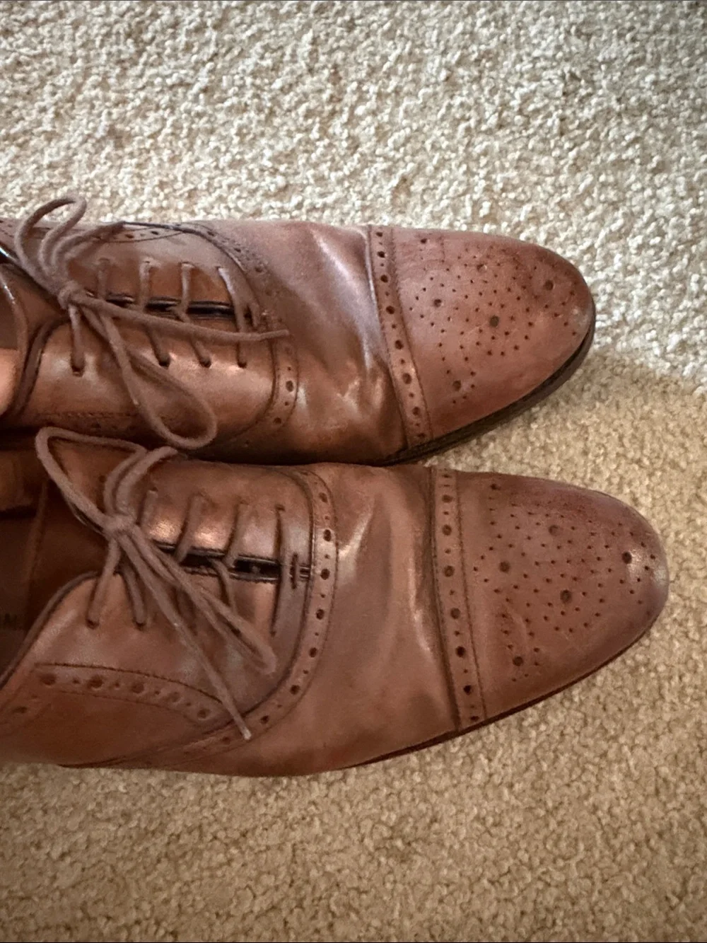 Johnston & Murphy Brown Leather Brogue Wingtip Oxfords